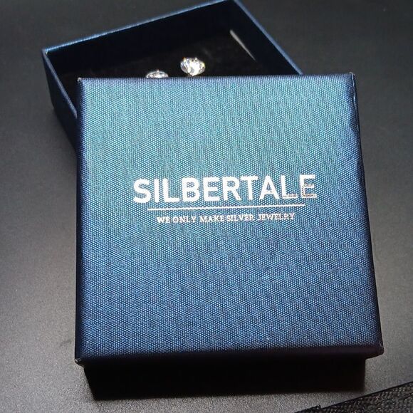 Sibertale 2 Pairs 925 Sterling Silver Cubic Zirconia Stud Earrings Men Or Women - Picture 3 of 3